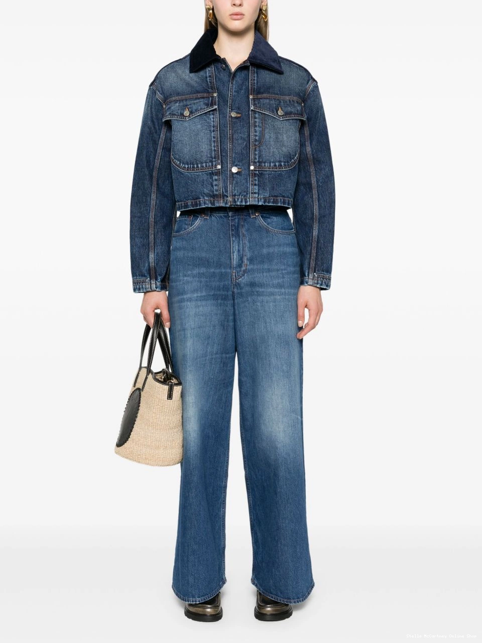 Cheap Women McCartney Stella corduroy-collar jacket denim 0724